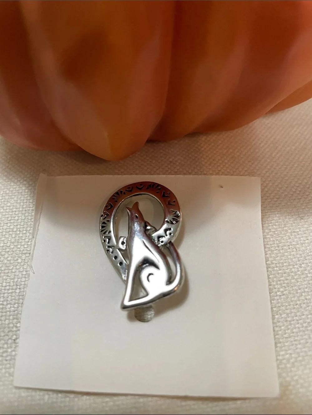 Vintage Silver wolf Moon Pin - Unbranded